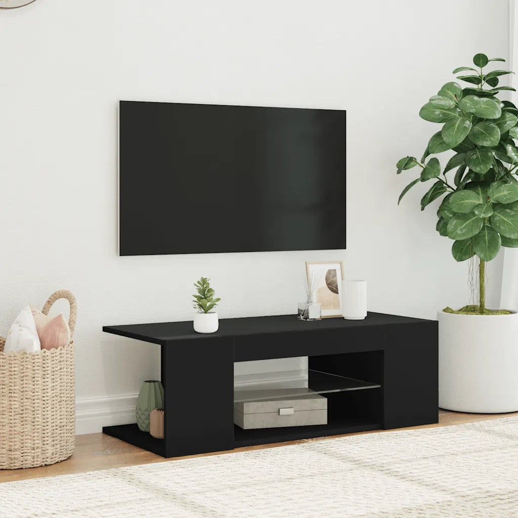 Mobile Porta TV con Luci LED Nero 90x39x30 cm 804239