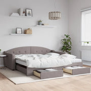 Divano Letto Estraibile con Cassetti-Sofa Letto-Daybed Tortora 100x200 cm Tessuto 481261