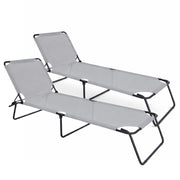 Set 2 Lettini Mare Pieghevoli Senza Tettuccio Sdraio Con Schienale Regolabile Telaio Acciaio Telo Traspirante 24 x 187 x 53 Cm Grigio Scuro