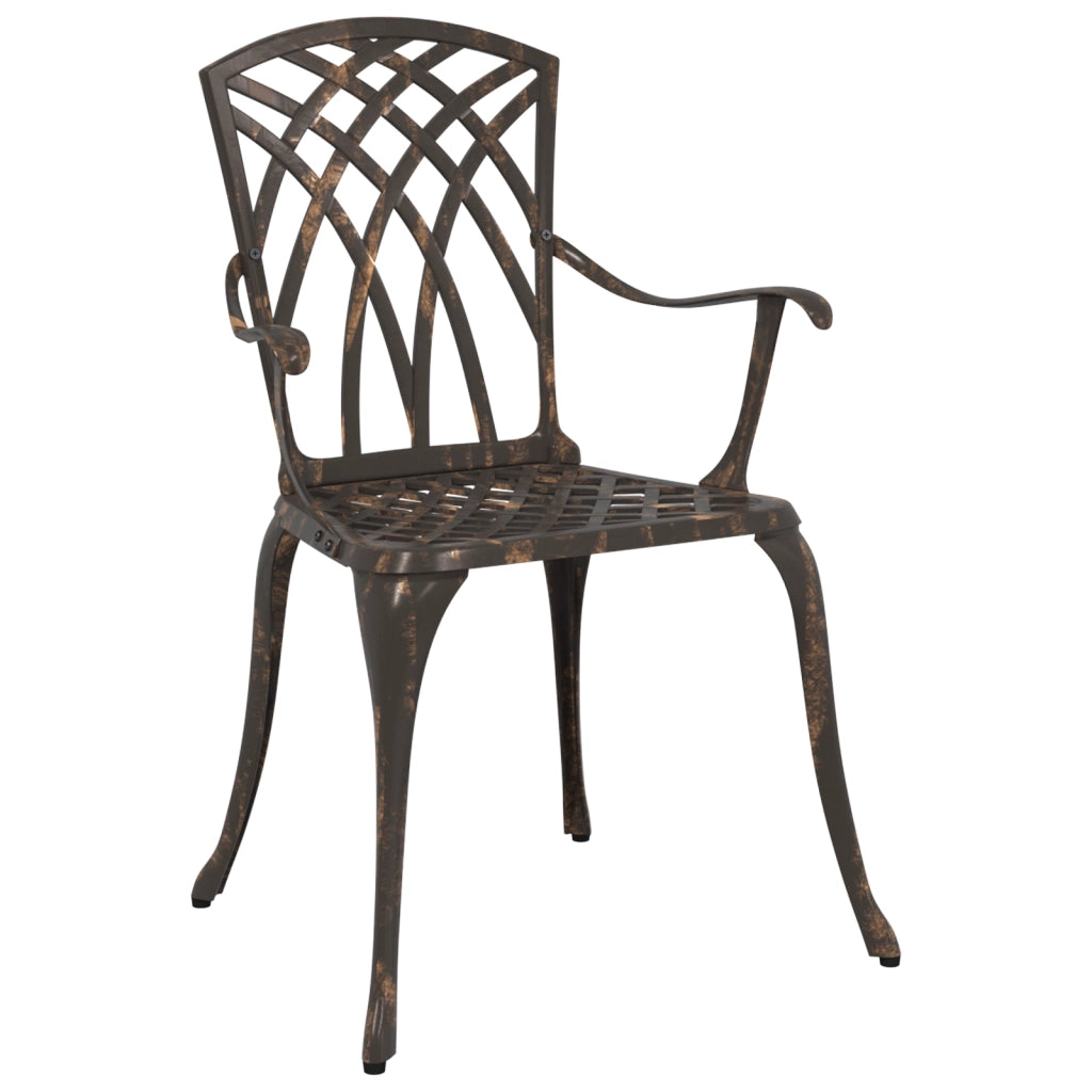 Set di 2 Sedie da Giardino in Alluminio Fuso Bronzo