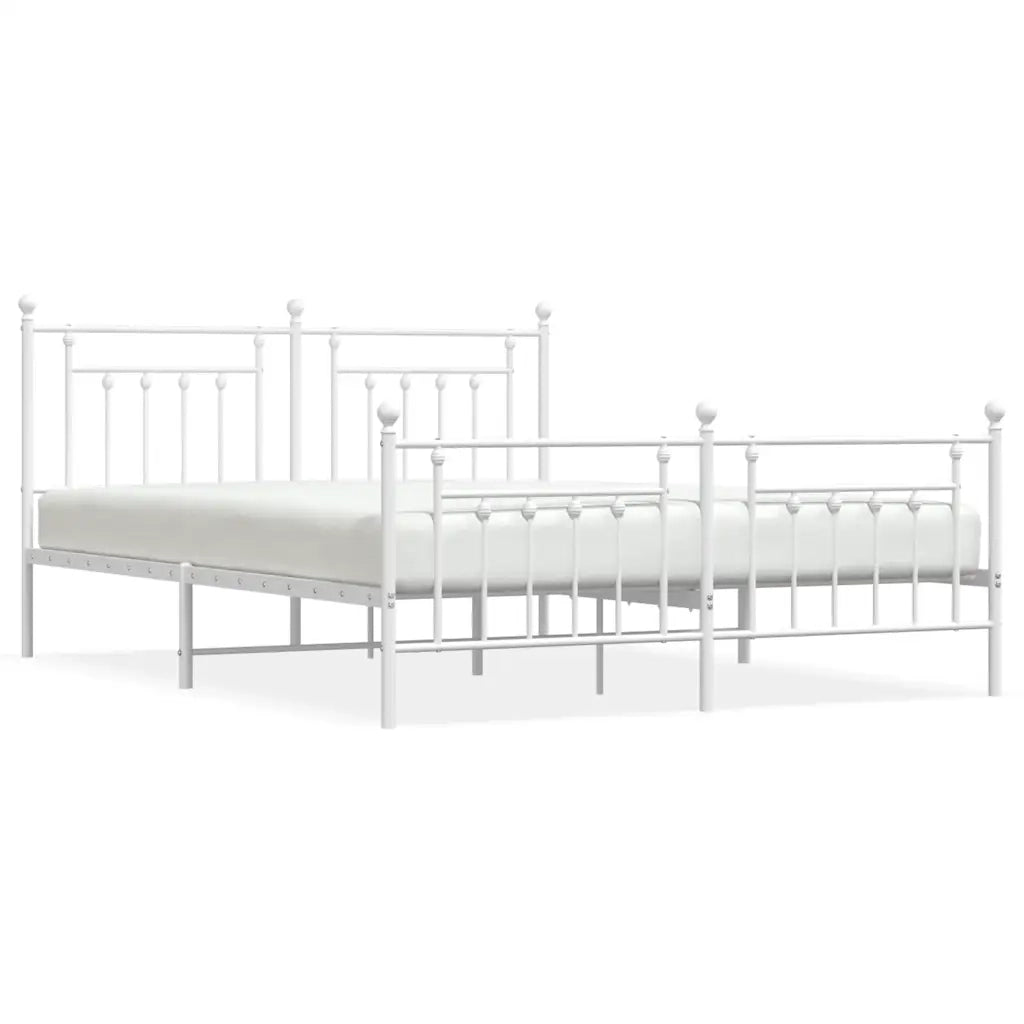 Giroletto con Testiera e Pediera-Struttura Letto Metallo Bianco 183x213 cm 389583