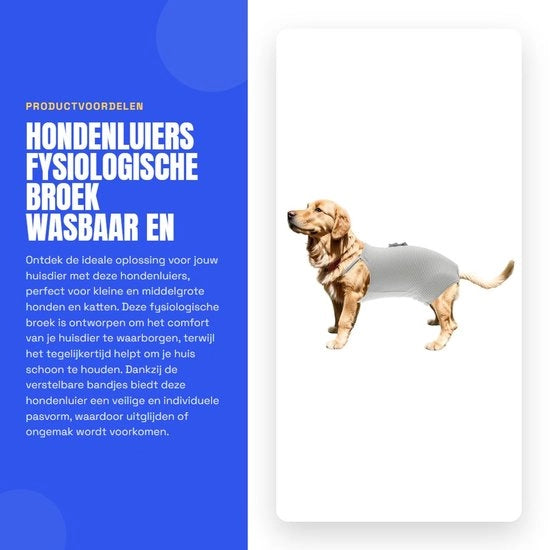 Luiere per Cani - Rimanente - Cinturino Adattabile - Disegno Assorbente - Cotone - Adatto per Cani Piccoli/Mediali - Comodo e Igiene - Pantaloni per Cani