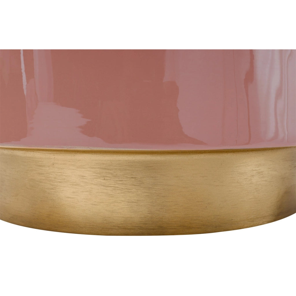 Tavolino Art Deco Rosa con Base Dorata