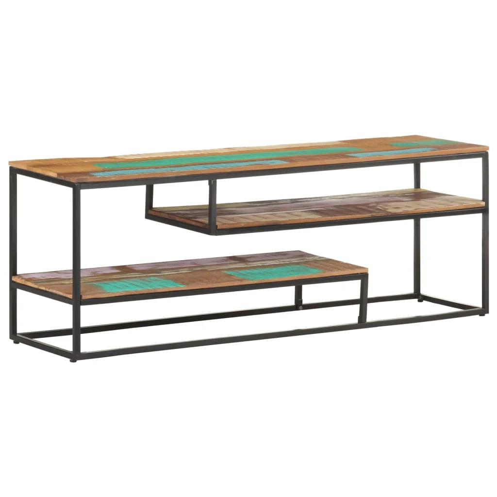 Mobile TV multimediale scaffale per televisione televisore buffet sala da pranzo soggiorno camera da letto 130 x 30 x 45 cm legno massello di recupero marrone 02_0025889