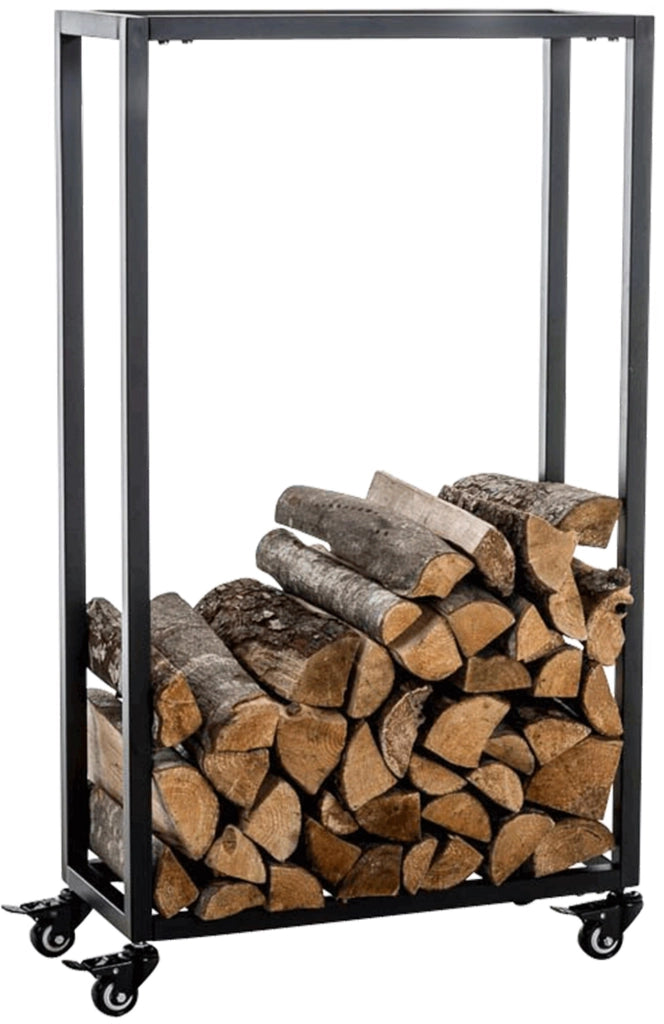 Portalegna per Camino HETTA in Acciaio Inox nero,25x40x100 cm