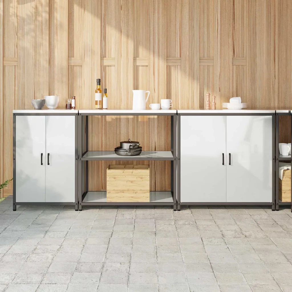 vidaXL Set di Stoccaggio per Cucina 3 pcs Argento 240 x 50 x 92 cm