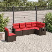 Set Divani da Giardino 6 pz con Cuscini Marrone in Polyrattan 3220233