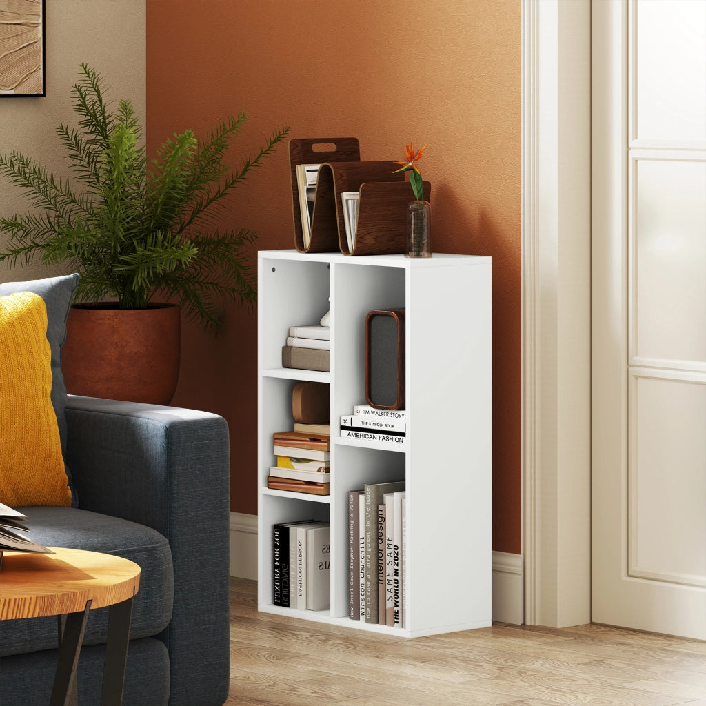 Libreria scaffale aperti 5 scomparti ¨C zephmum ¨C bianco 50x24x80cm
