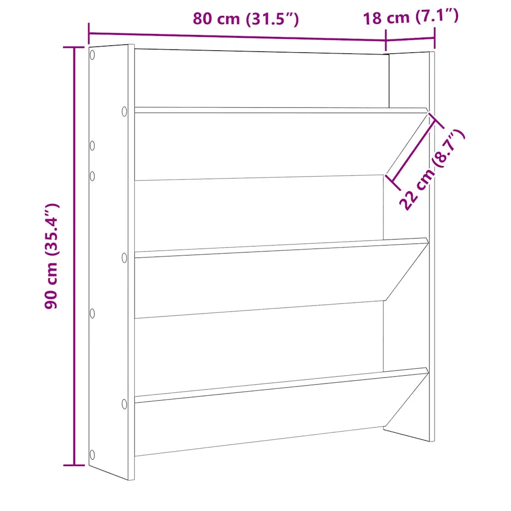 Scarpiera a Muro Bianca 80x18x90 cm in Legno Multistrato 806777