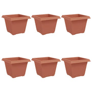 Fioriere | Cassetta per fiori | Vaso quadrato per fiori 6 pz Rosso Mattone 28,5 x 28,5 x 22 cm