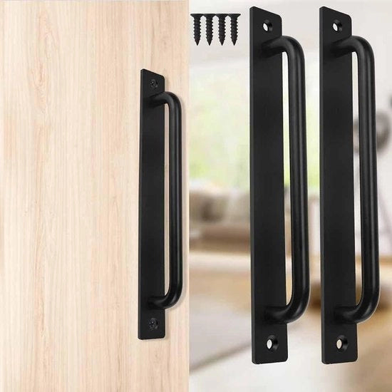 Due maniglie in alluminio lega nera per porte e cassetti (212 mm) per porte scorrevoli, garage e serra