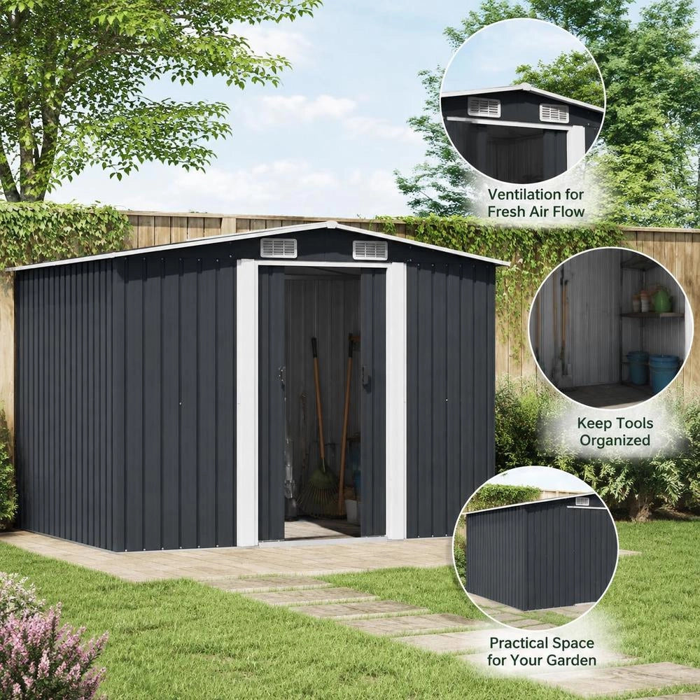 Garden Shed, Anthracite Steel, 257x205x178 Cm