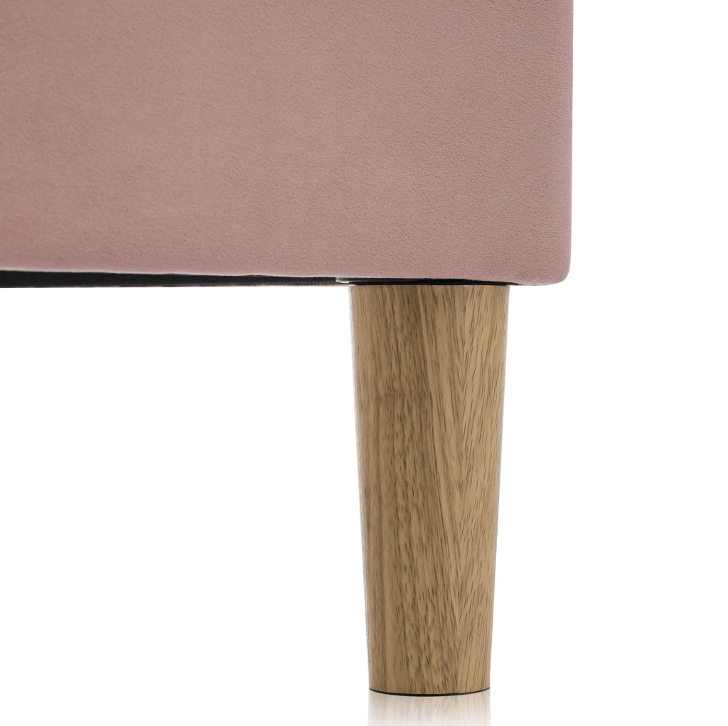 Letto singolo imbottito 90x200 cm in velluto rosa con porta USB e Type-C