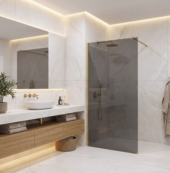 Parete Doccia Rea Flexi Grey / Brush Gold 80