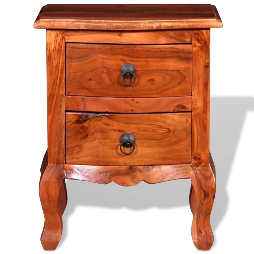 Comodini con Cassetti 2 pz in Legno Massello di Acacia 243972