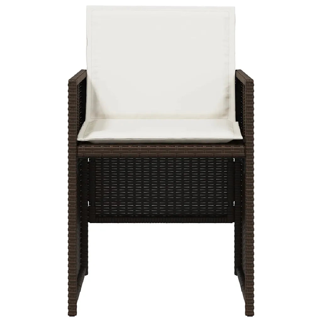 Set da Pranzo da Giardino 5pz | Set Salotto da Giardino con Cuscini in Polyrattan Marrone