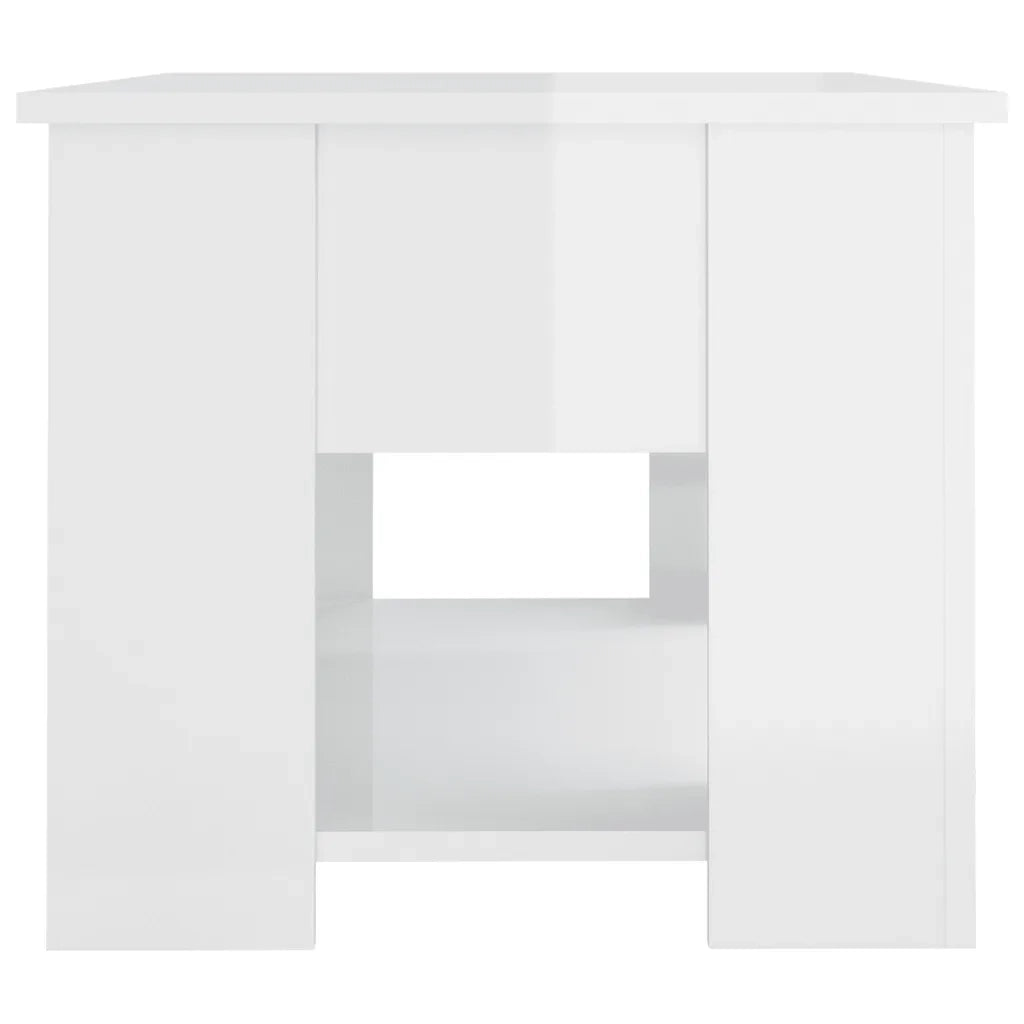 Tavolino Salotto Bianco Lucido 79x49x41 cm in Legno Multistrato 809716