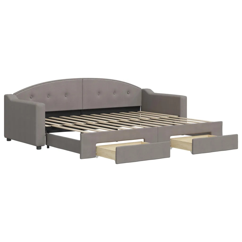 Divano letto | Sof¨¤ letto | Letto singolo Estraibile con Cassetti Tortora 80x200 cm Tessuto