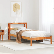 Giroletto con Testiera Marrone Cera 90x190 cm Massello Pino 3305733