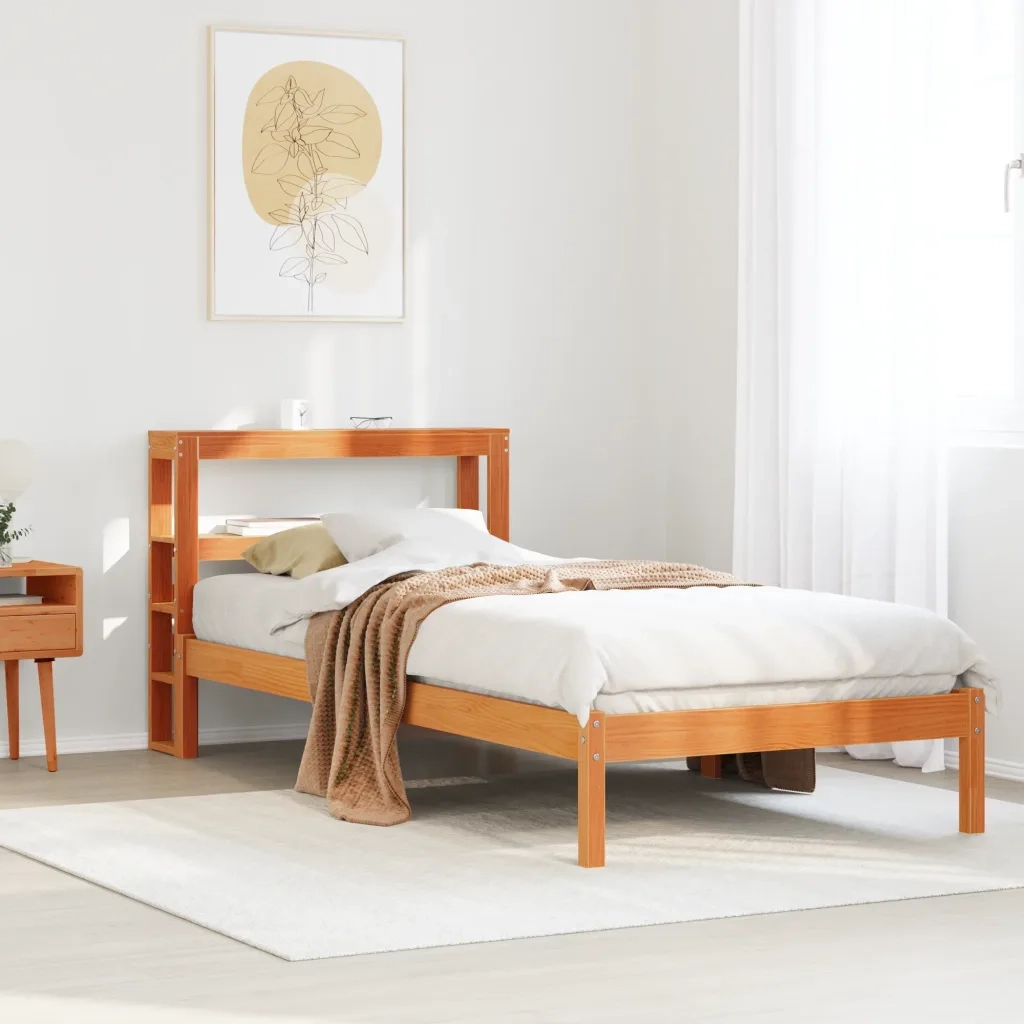 Giroletto con Testiera Marrone Cera 90x190 cm Massello Pino 3305733