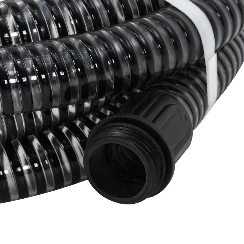 Tubo di Aspirazione con Raccordi in Ottone Nero 1,1" 10 m PVC 151063