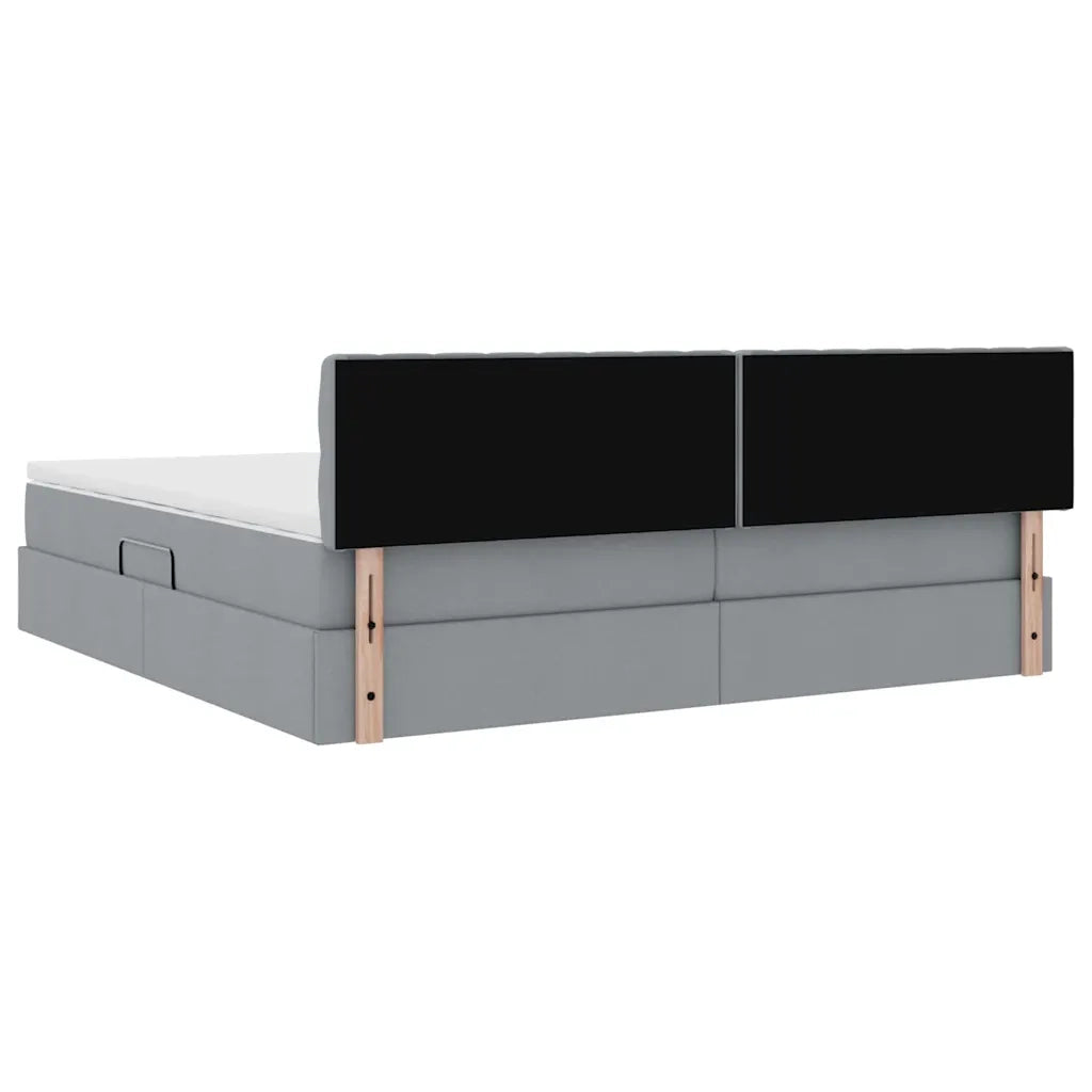 Letto con contenitore e materasso Grigio chiaro 200 x 200 cm