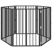 Cancello per cani 6 pz Nero 60 x 80 cm Acciaio zincato CFW7257302
