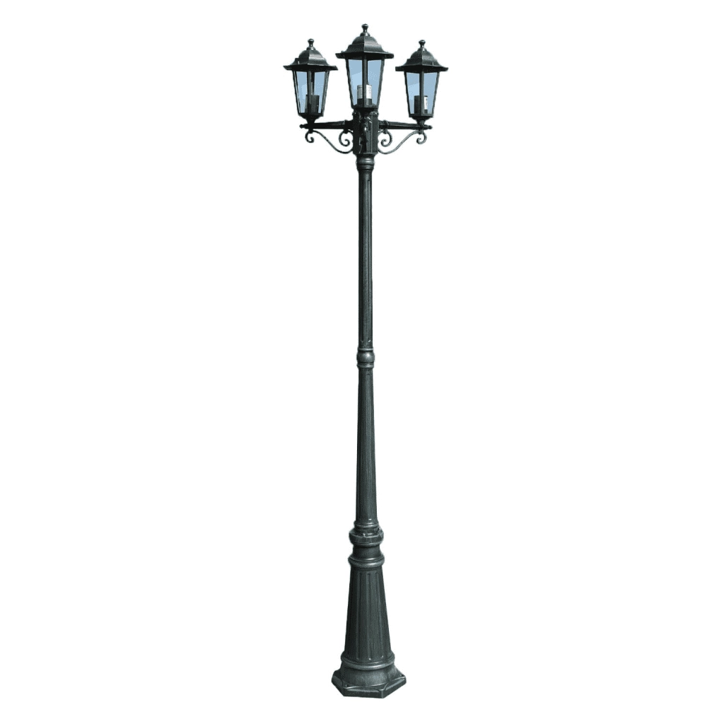 Lampione da Giardino 3 Bracci 215 cm Verde Scuro/Nero Alluminio CFW1131078