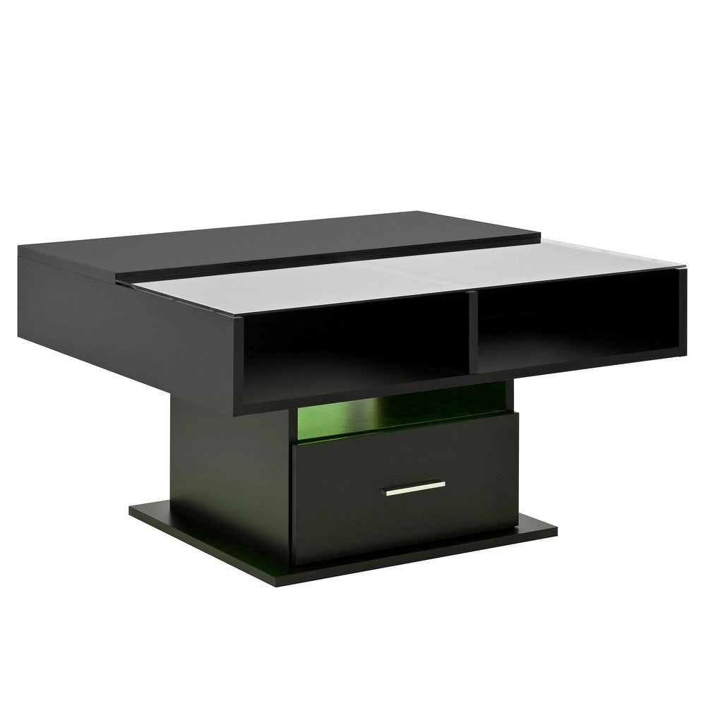 Tavolino da Caff¨¨ con LED e Piano Alzabile ¨C MINIMAL ¨C Moderno, Multifunzione, Soggiorno