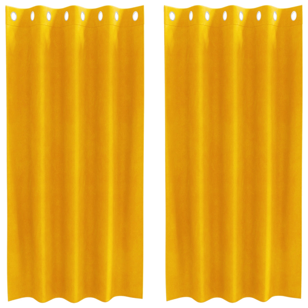 Tende Blackout con occhielli 2 pz Giallo Senape Velluto