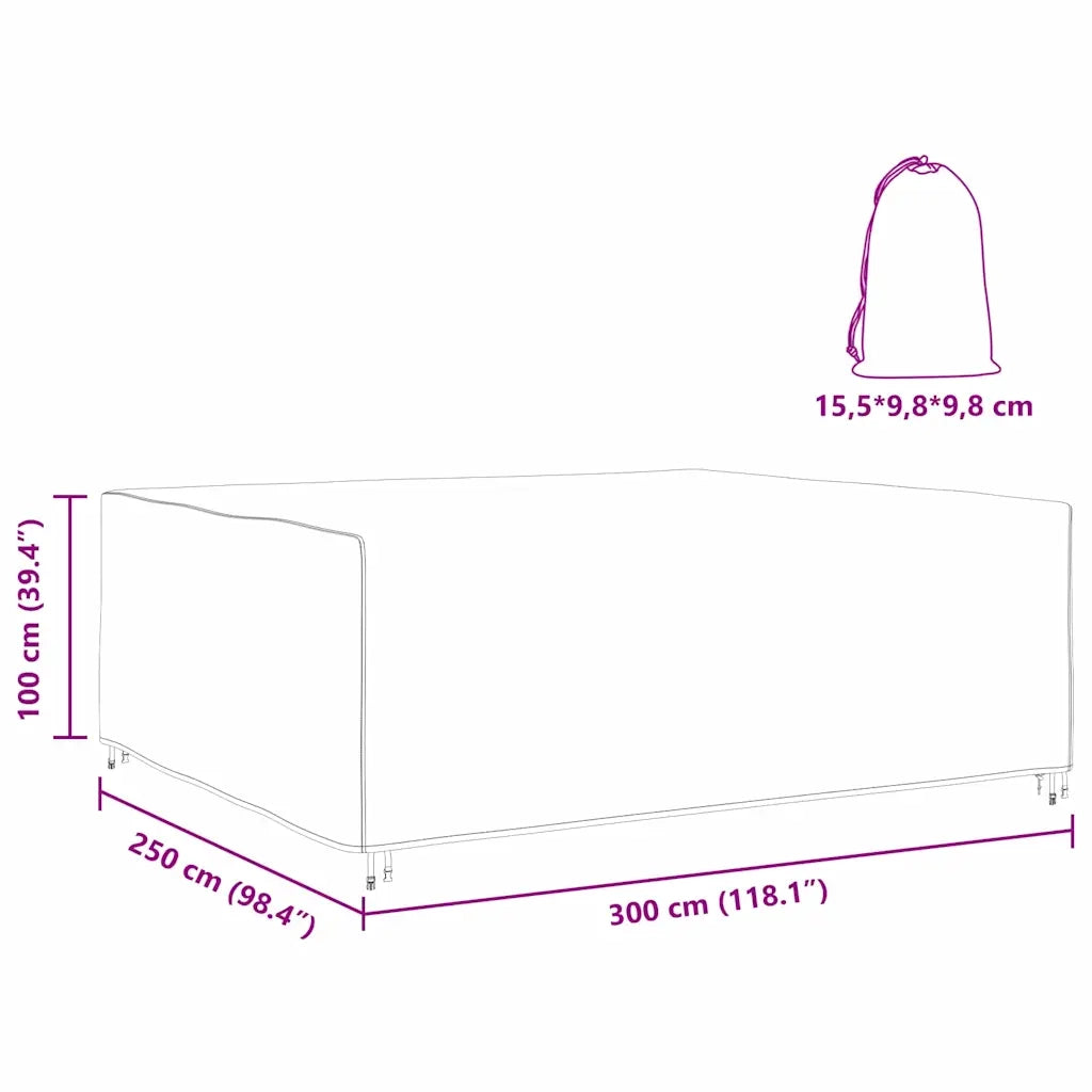 vidaXL Copertura per mobili da esterno Nero 300 x 250 x 100 cm 600D