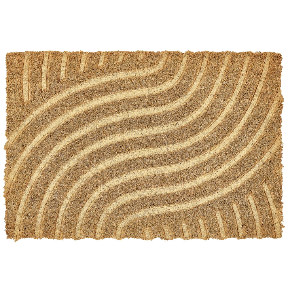 Zerbino in fibra di cocco naturale con fondo in PVC antiscivolo 40 x 60 cm con motivo geometrico in rilievo Decorazione moderna per interni
