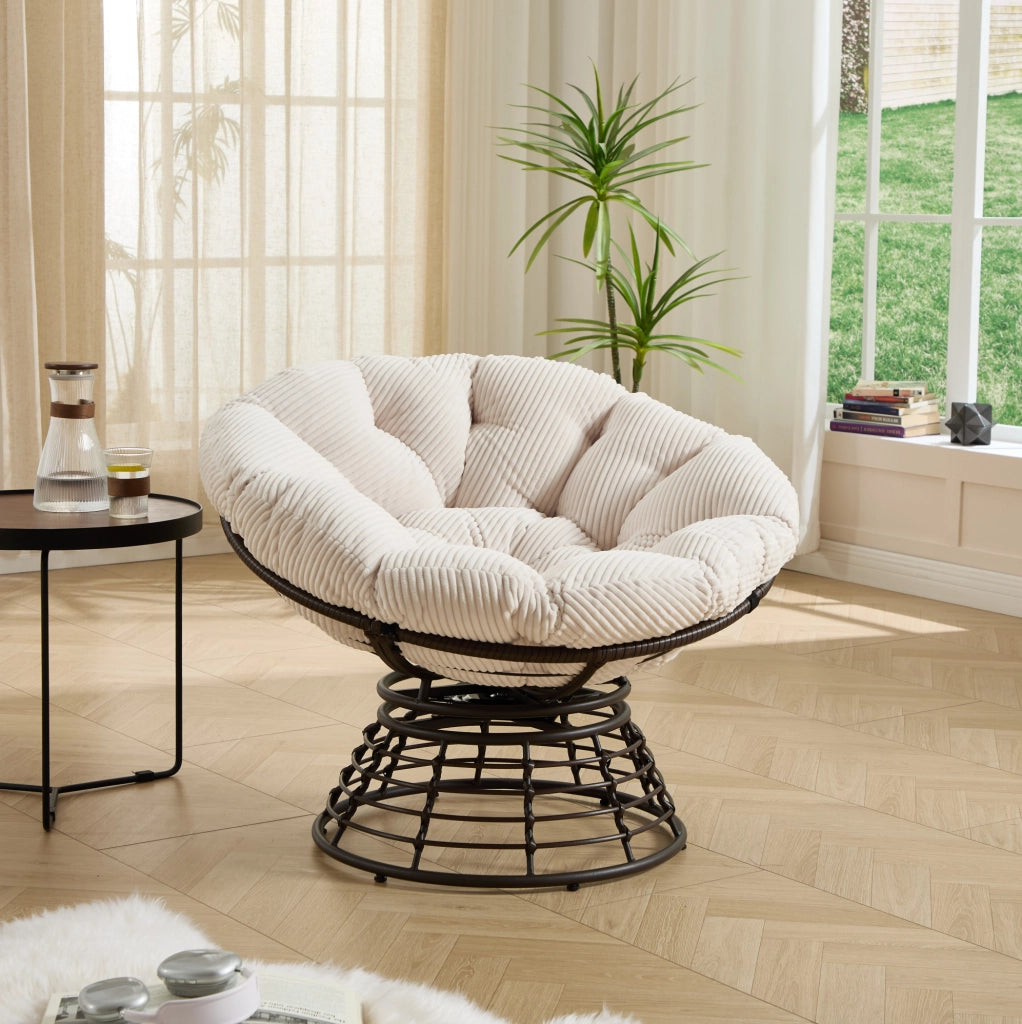 Sedia Papasan girevole 360° in acciaio; bianco