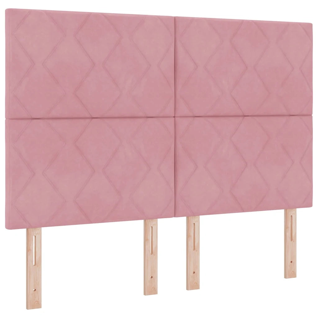 Letto a Sorgente LED con testiera Rosa 140 x 200 cm Velluto 3343387