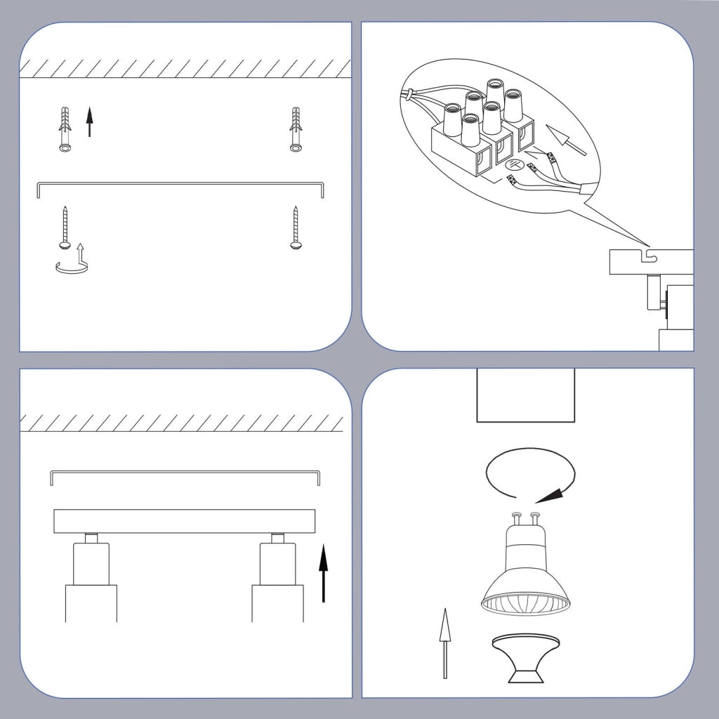 ZMH Faretto da soffitto nero GU10-2 Lampada da cucina a fiamma orientabile a 355° moderna industriale