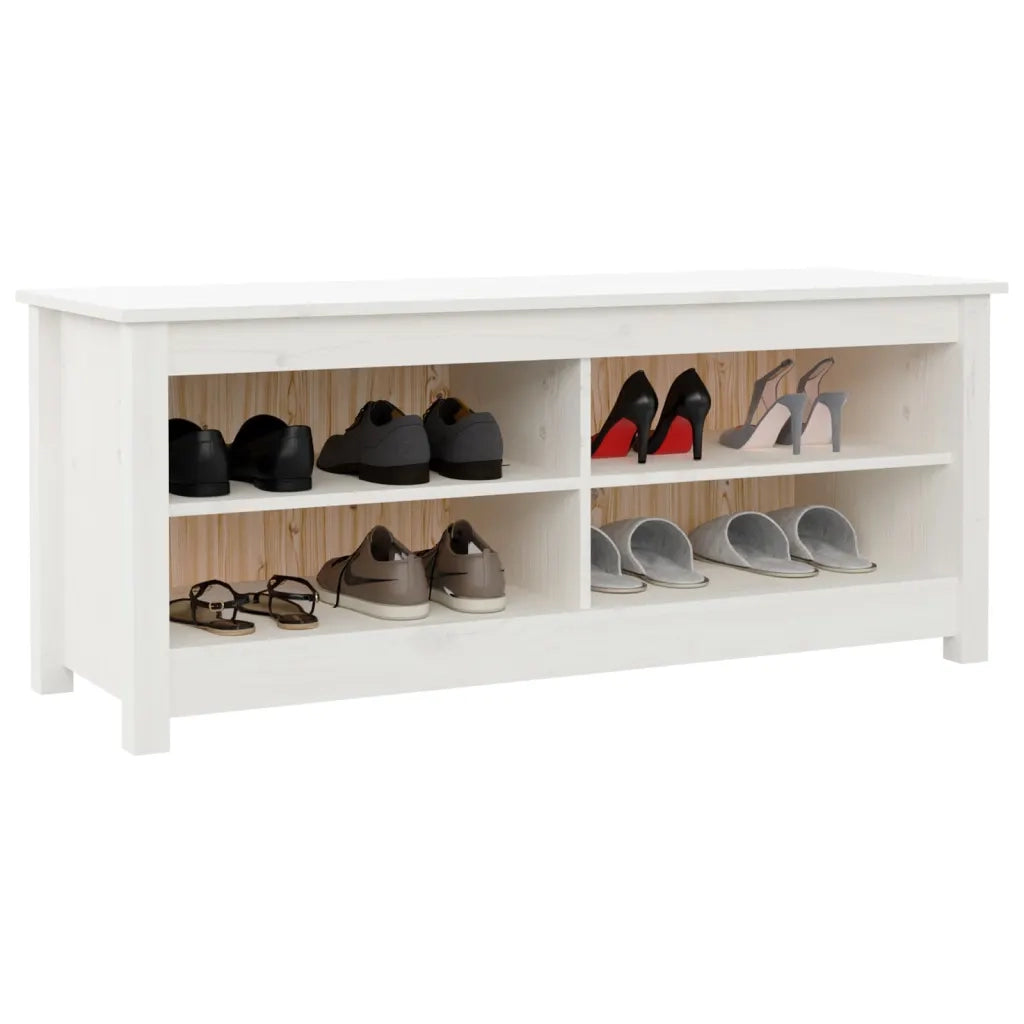 Scarpiera-Scaffale per scarpe Bianca 110x38x45,5 cm in Legno Massello di Pino 729157
