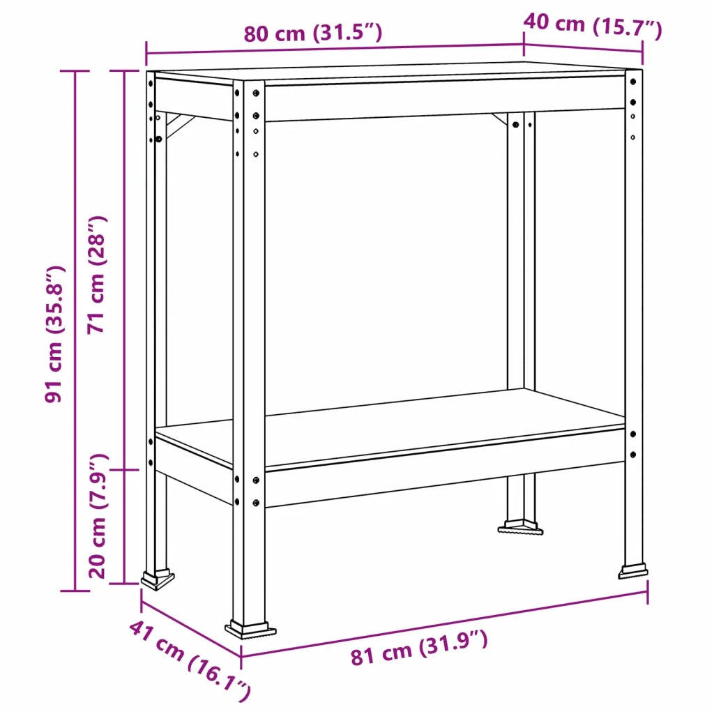 Banco da lavoro con lo scaffale Nero 81 x 41 x 91 cm 42020132