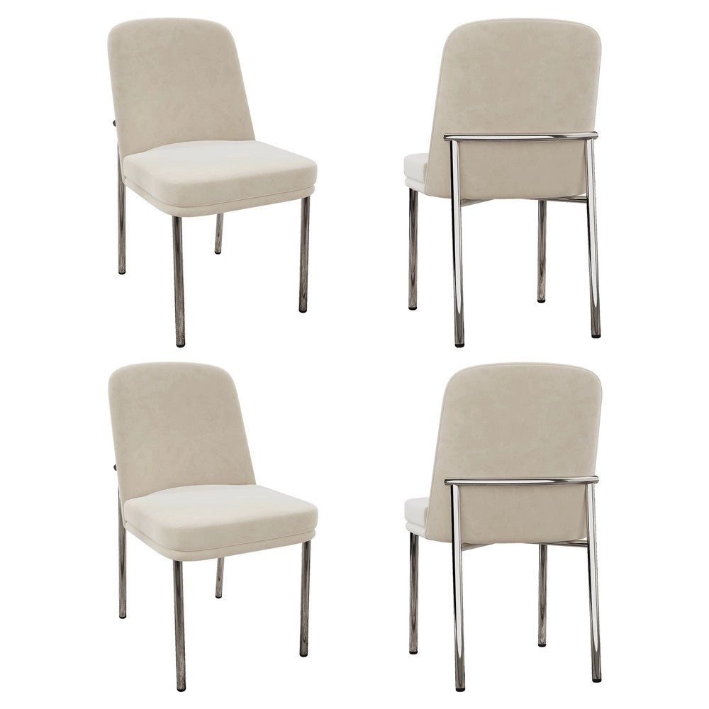 Set 4 sedie da pranzo ¨C Minimal ¨C Beige velluto gambe metallo stile moderno imbottite