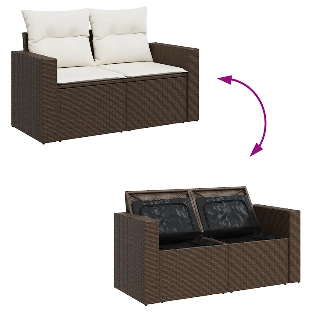 Set Divano da Giardino 5 pz con Cuscini Marrone in Polyrattan 3326314