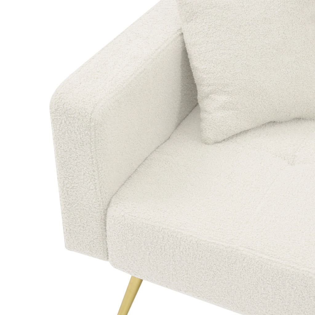 DIVANO LETTO Reclinabile 175x64x72 cm Sherpa Bianco