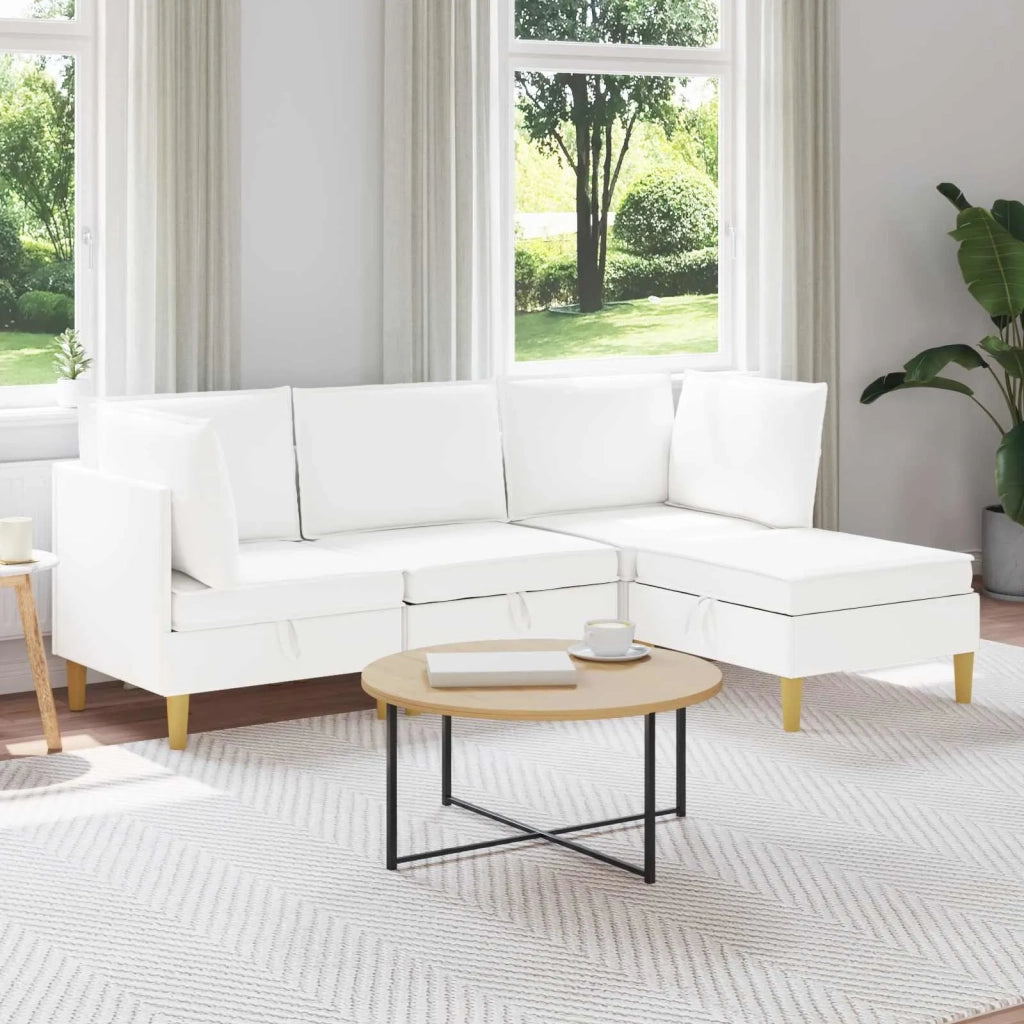 Set di divani modulari con spazio di archiviazione 4 pcs Bianco