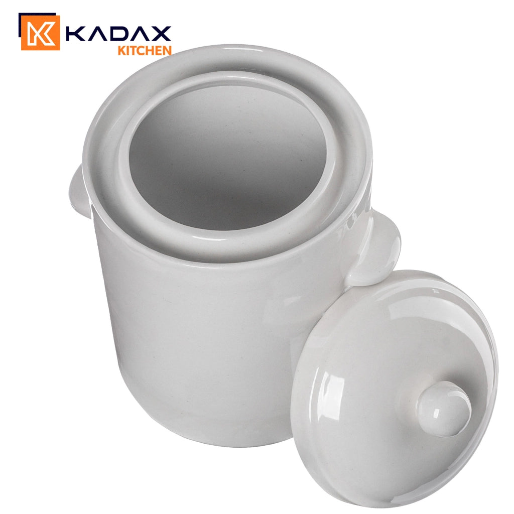 Vaso KADAX a forma di barile per sottaceti con collarino, 2,5 l, in gres per cavoli e cetrioli