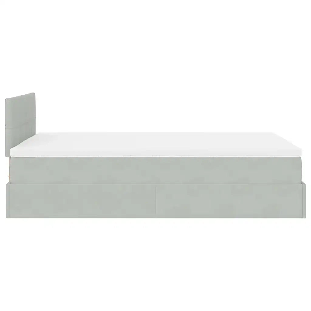 Pouf Letto con Materasso Grigio Chiaro 120x190 cm in Velluto 3311759