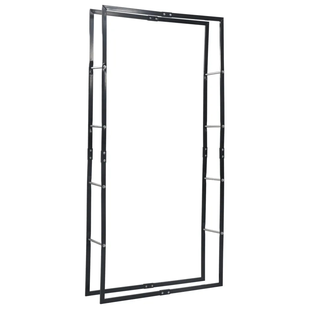 Rastrelliera per Legna da Ardere Nera 100x25x200 cm in Acciaio