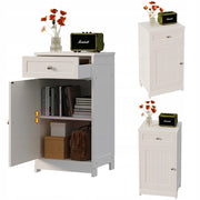 Comò bianco per ufficio, soggiorno, scaffale, mobile con ante e cassetto in stile loft, 76 cm