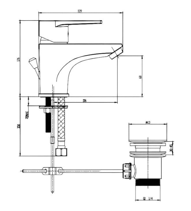 Miscelatore lavabo completo moderno