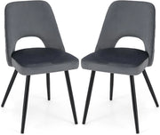Set di 2 sedie per sala da pranzo, da cucina, per soggiorno, da pranzo, da bar, in velluto grigio, con schienale e gambe in metallo, 46 x 60 x 84 cm