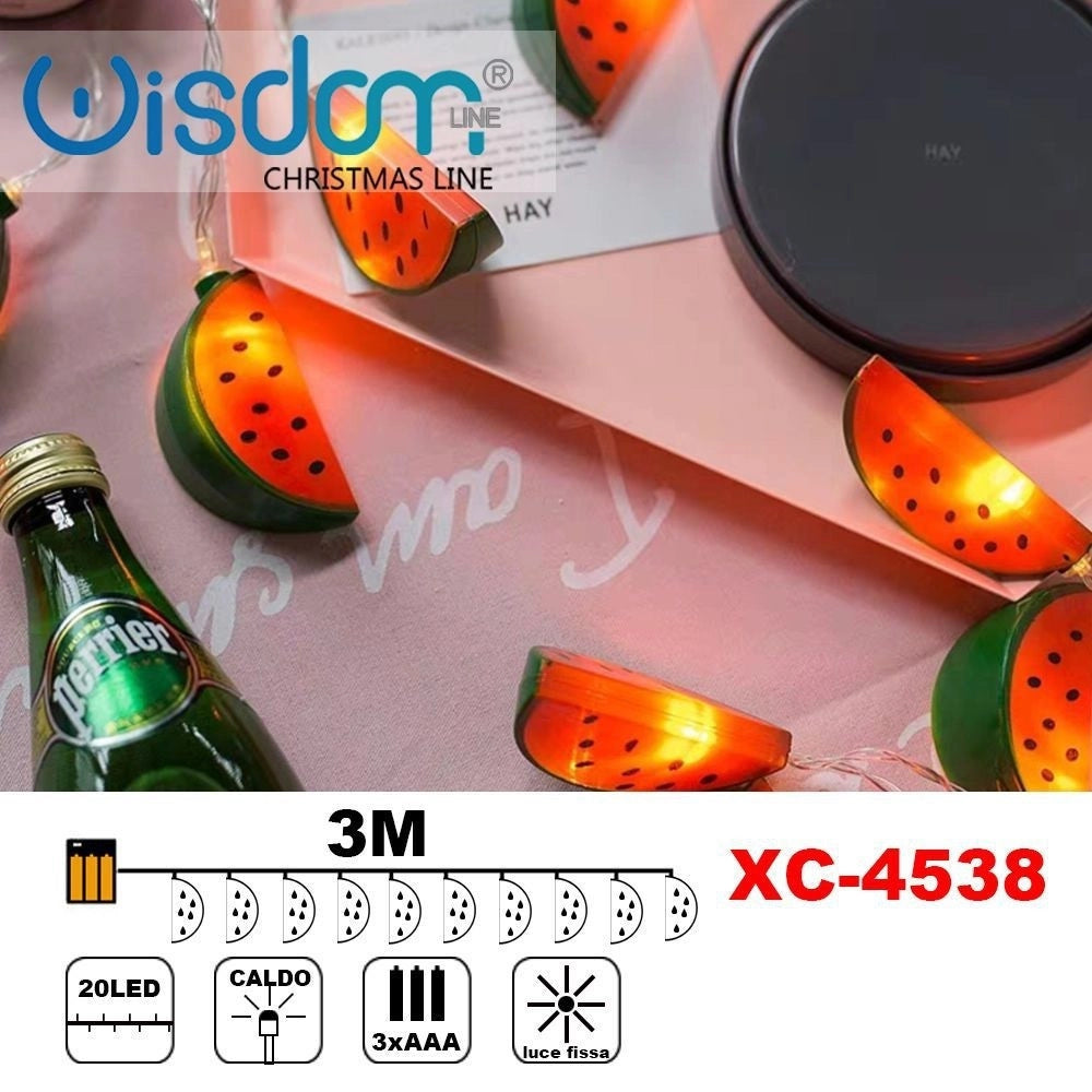 Trade Shop - Catena Luminosa Fette Anguria 20led Batteria Luce Calda Fissa Decorazioni Xc-4538 -