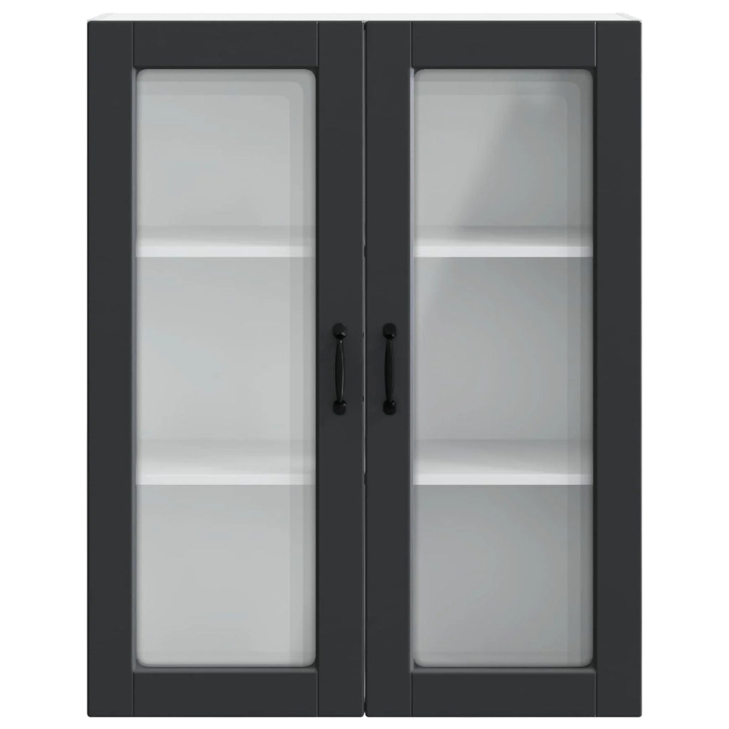 Mobiletto da cucina moderno da parete 80 x 31 x 100 cm in legno ingegnerizzato nero 02_0054494