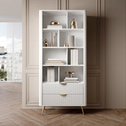 Biblioteca Kabavasi, Libreria 2 Cassetti, 88x38x194h cm Bianco